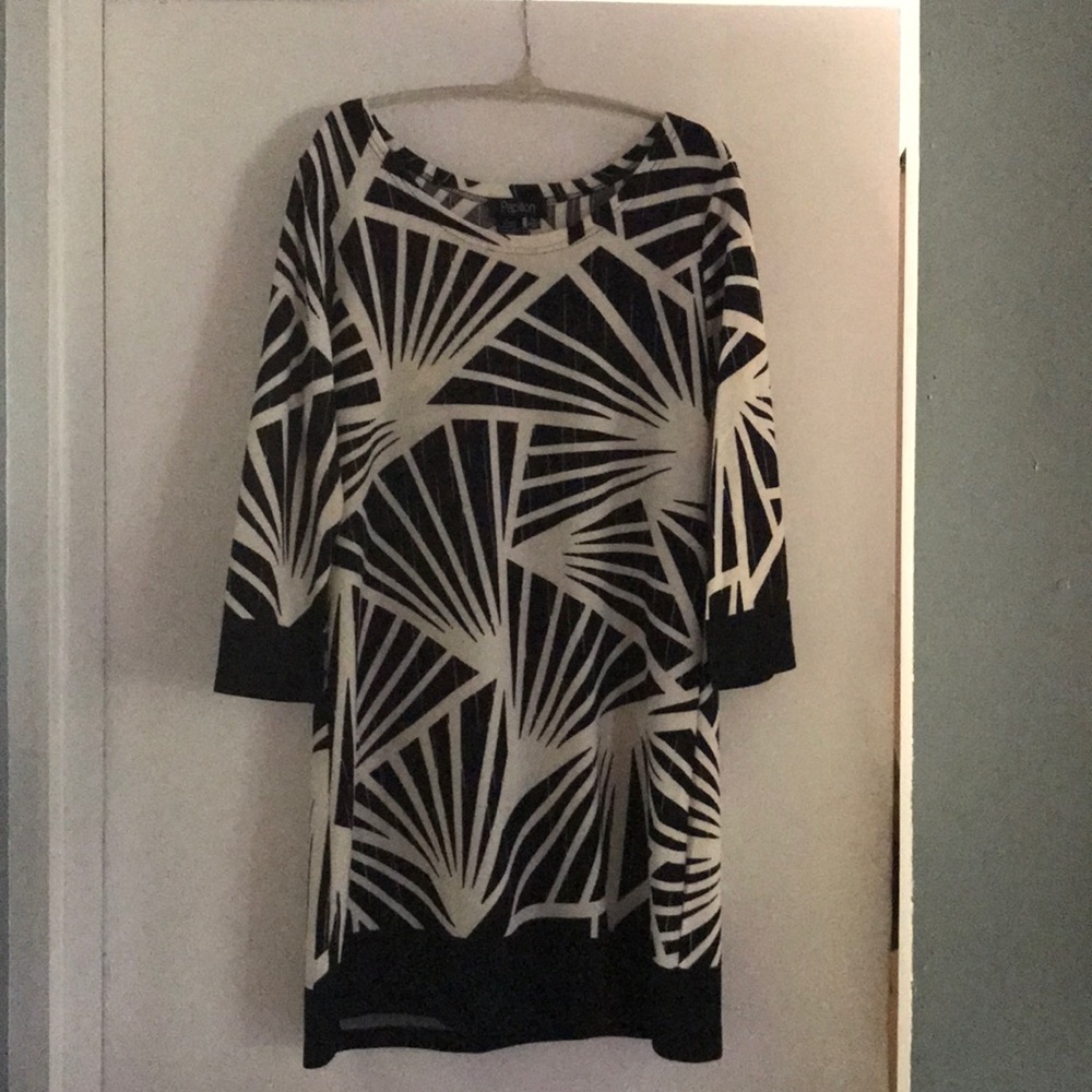 Woven mini dress with palm print